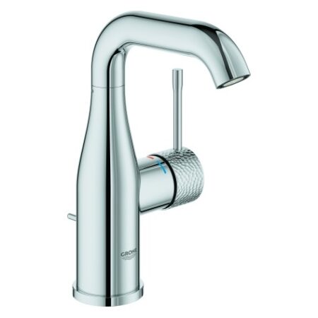 GROHE Einhand-Waschtischbatterie Essence 24173_1, M-Size, Crafted Bedienungshebel aus Metall, Zugstangen-Ablaufgarnitur 1 1/4", crafted chrom