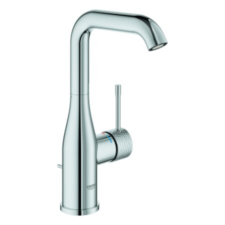 GROHE Einhand-Waschtischbatterie Essence 24174_1, L-Size, Crafted Bedienungshebel aus Metall, Zugstangen-Ablaufgarnitur 1 1/4", crafted chrom