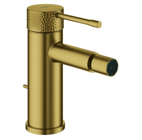 GROHE Einhand-Bidetbatterie Essence 24178_1, Crafted Bedienungshebel aus Metall, Zugstangen-Ablaufgarnitur 1 1/4", crafted cool sunrise gebürstet