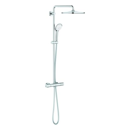 GROHE Duschsystem Euphoria System 310 26075_1, Thermostat, Aquadimmer Funktion, 450 mm Duscharm, Kopfbrause Rainshower Mono 310 (26561), maximaler Durchfluss (bei 3 bar): 13,5 l/min, Handbrause Euphoria 110 Massage (27221), GROHE CoolTouch, chrom