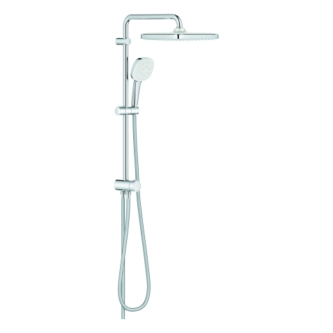 GROHE Duschsystem Tempesta 250 Cube 26977_1, mit Umstellung, Kopfbrause Tempesta 250 Cube, weiße Rückseite, 2 Strahlarten: Rain/SmartRain, maximaler Durchfluss (bei 3 bar): 7,9 l/min, Handbrause Tempesta Cube 110, 3 Strahlarten: Rain/Jet/Massage, chrom