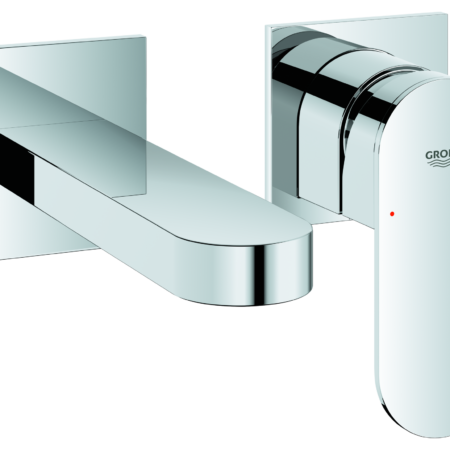 GROHE 2-Loch-Waschtischbatterie Plus 29303_4, Wandmontage, Fertigmontageset für 23200002, Stichmaß 110mm, Ausladung 147mm, chrom