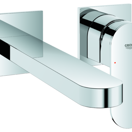 GROHE 2-Loch-Waschtischbatterie Plus 29306_4, Wandmontage, Fertigmontageset für 23200002, Stichmaß 110mm, Ausladung 203mm, chrom