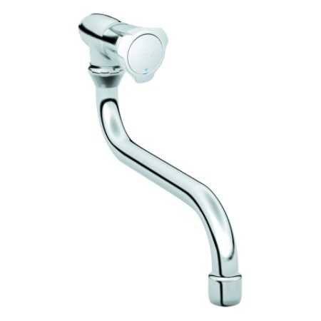 GROHE Auslaufventil Costa 30484_1, Wandmontage, schwenkbarer Rohrauslauf, Markierung blau, chrom