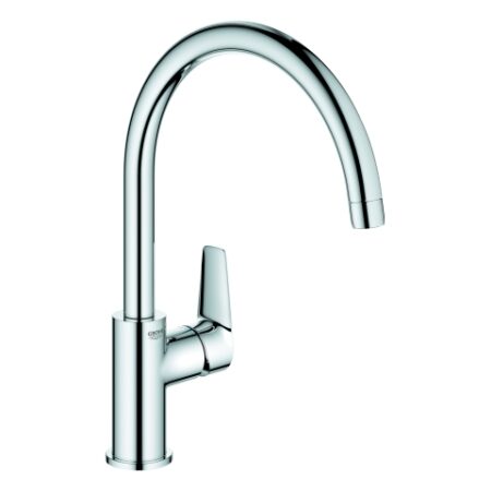 GROHE Einhand-Spültischbatterie BauEdge 31367_1, hoher Auslauf, Einlochmontage, getrennte innenliegende Wasserwege – kein Kontakt mit Blei oder Nickel, chrom