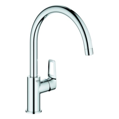 GROHE Einhand-Spültischbatterie BauLoop 31368_1, hoher Auslauf, Einlochmontage, getrennte innenliegende Wasserwege – kein Kontakt mit Blei oder Nickel, chrom