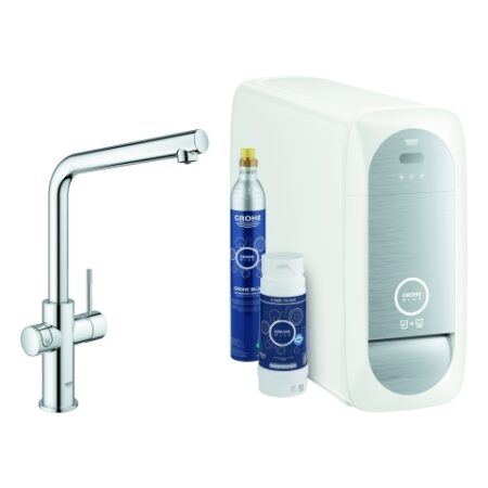 GROHE Starter Kit GROHE Blue Home 31454_1, L-Auslauf, Einlochmontage, mit Bluetooth 4.0* und WIFI Datenkommunikation, chrom