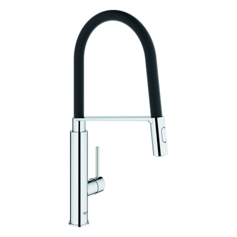 GROHE Einhand-Spültischbatterie Concetto 31491, Einlochmontage, herausziehbare SpeedClean Profibrause, mit GROHFlexx Küche Santopren-Schlauch, chrom