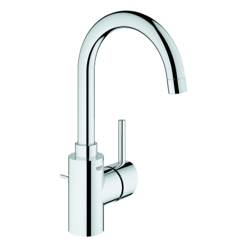 GROHE Einhand-Waschtischbatterie Concetto 32629_2, L-Size, Einlochmontage, getrennte innenliegende Wasserwege – kein Kontakt mit Blei oder Nickel, Zugstangen-Ablaufgarnitur 1 1/4'', chrom