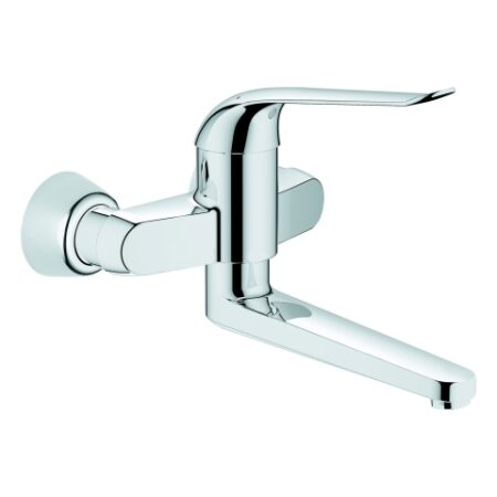 GROHE Einhand-Waschtischbatterie Eurosmart Care 32773, Wandmontage, Ausladung 257 mm, 46 mm Keramikkartusche, Hebellänge 170 mm, chrom