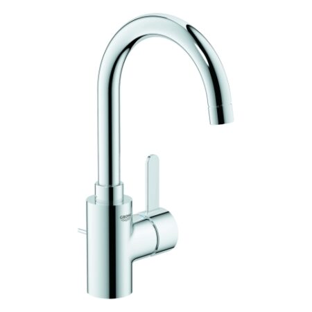 GROHE Einhand-Waschtischbatterie Eurosmart Cosmopolitan 32830_1, L-Size, Einlochmontage, getrennte innenliegende Wasserwege – kein Kontakt mit Blei oder Nickel, Zugstangen-Ablaufgarnitur 1 1/4'', chrom