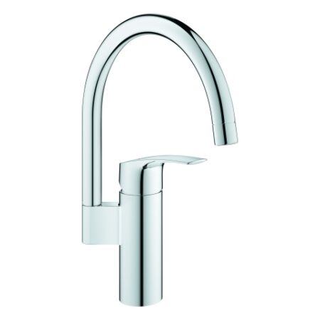 GROHE Einhand-Spültischbatterie Eurosmart 33202_3, hoher Auslauf, Einlochmontage, schwenkbarer Rohrauslauf, Schwenkbereich 150°, chrom