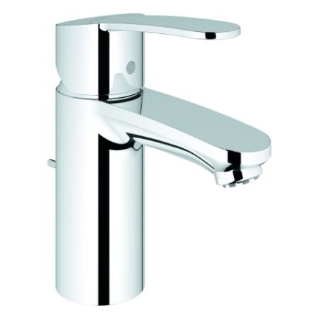 GROHE Einhand-Waschtischbatterie Eurostyle Cosmopolitan 33561_2, S-Size, Einlochmontage, Zugstangen-Ablaufgarnitur 1 1/4'', Niederdruck für offene Warmwasserbereiter, chrom