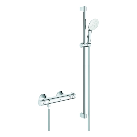 GROHE Thermostat-Brausebatterie Grohtherm 800 34566_2, mit Tempesta Brausestangenset 900mm, 2 Strahlarten: Rain/Jet, chrom