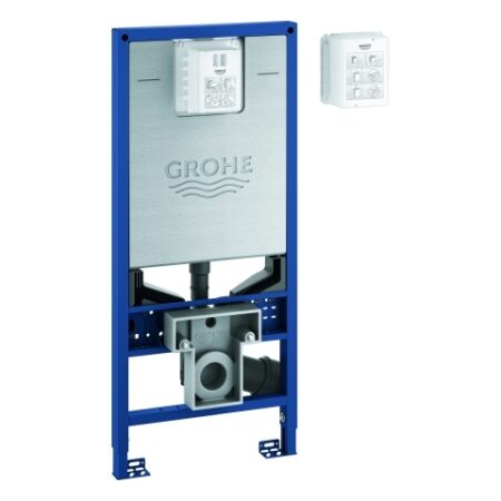 GROHE WC-Element Rapid SLX 39865, 1,13 m Bauhöhe, mit Spülstromdrossel, mit Stromanschluss (Klemmdose) und Wasseranschluss für Dusch-WC, für Vorwand- oder Ständerwandmontage, je 1 Revisionsschacht für kleine und große Betätigungen, ohne Wandwinkel