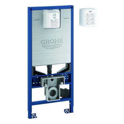 GROHE WC-Element Rapid SLX 39865, 1,13 m Bauhöhe, mit Spülstromdrossel, mit Stromanschluss (Klemmdose) und Wasseranschluss für Dusch-WC, für Vorwand- oder Ständerwandmontage, je 1 Revisionsschacht für kleine und große Betätigungen, ohne Wandwinkel