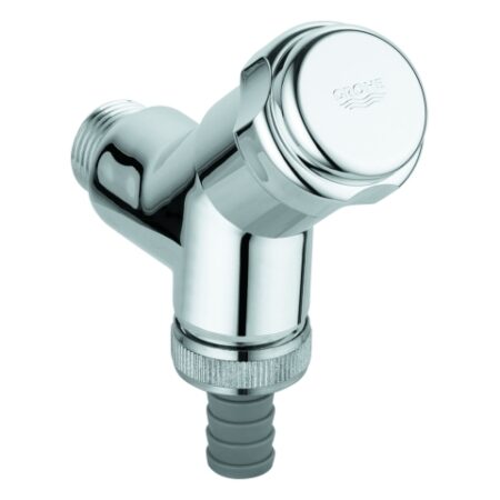 GROHE Original WAS Anschlussventil 41010, DN 15, Wandmontage, Fettkammer-Oberteil 1/2'' für den absperrbaren Schlauchanschluss, eigensicher, chrom