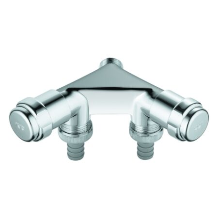 GROHE Original WAS Doppelventil Einfach 41022, DN 15, Wandmontage, Fettkammer-Oberteil 1/2'' für den absperrbaren Schlauchanschluss, eigensicher, chrom