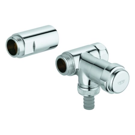 GROHE Original WAS Ventil Batterie Eggemann 41043, DN 20, Wandmontage, Anschluss rechts, Fettkammer-Oberteil 1/2'' für den absperrbaren Schlauchanschluss, Rückflussverhinderer Typ EB, eigensicher, chrom