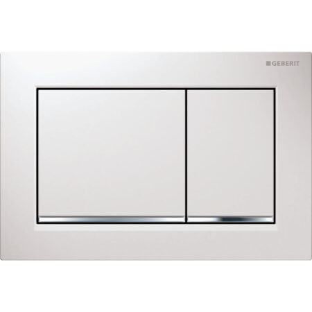 GE Betaetigungsplatte Omega20 2-Mengen KS weiss/glanzchrom/weiss, eckig