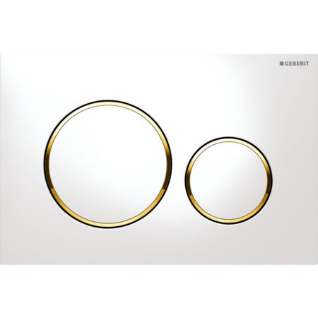 GE Betaetigungsplatte Sigma20 2-Mengen Kunststoff, weiss/gold/weiss, rund