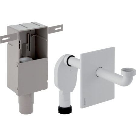 GE UP Siphon fuer Waschbecken Abgang horizontal, Abdeckplatte, weiss
