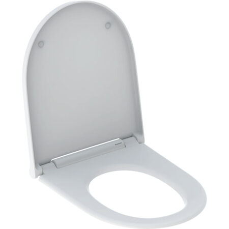 Geberit ONE WC-Sitz: Absenkautomatik=ja, QuickRelease-Funktion=Ja, mit QuickRelease-Scharnieren, Befestigung=von oben, weiß-alpin / glänzend