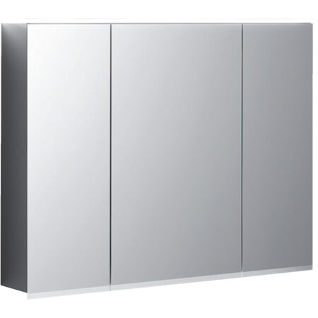 Geberit Option Plus Spiegelschrank mit Beleuchtung und drei Türen: 90x70x17.2cm, Korpus, Tür innen, Tür aussen: verspiegelt