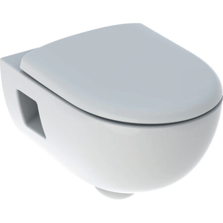 Geberit Renova Set Wand-WC Tiefspüler, teilgeschlossenes Keramikdesign, Rimfree, mit WC-Sitz: T=53cm, weiß