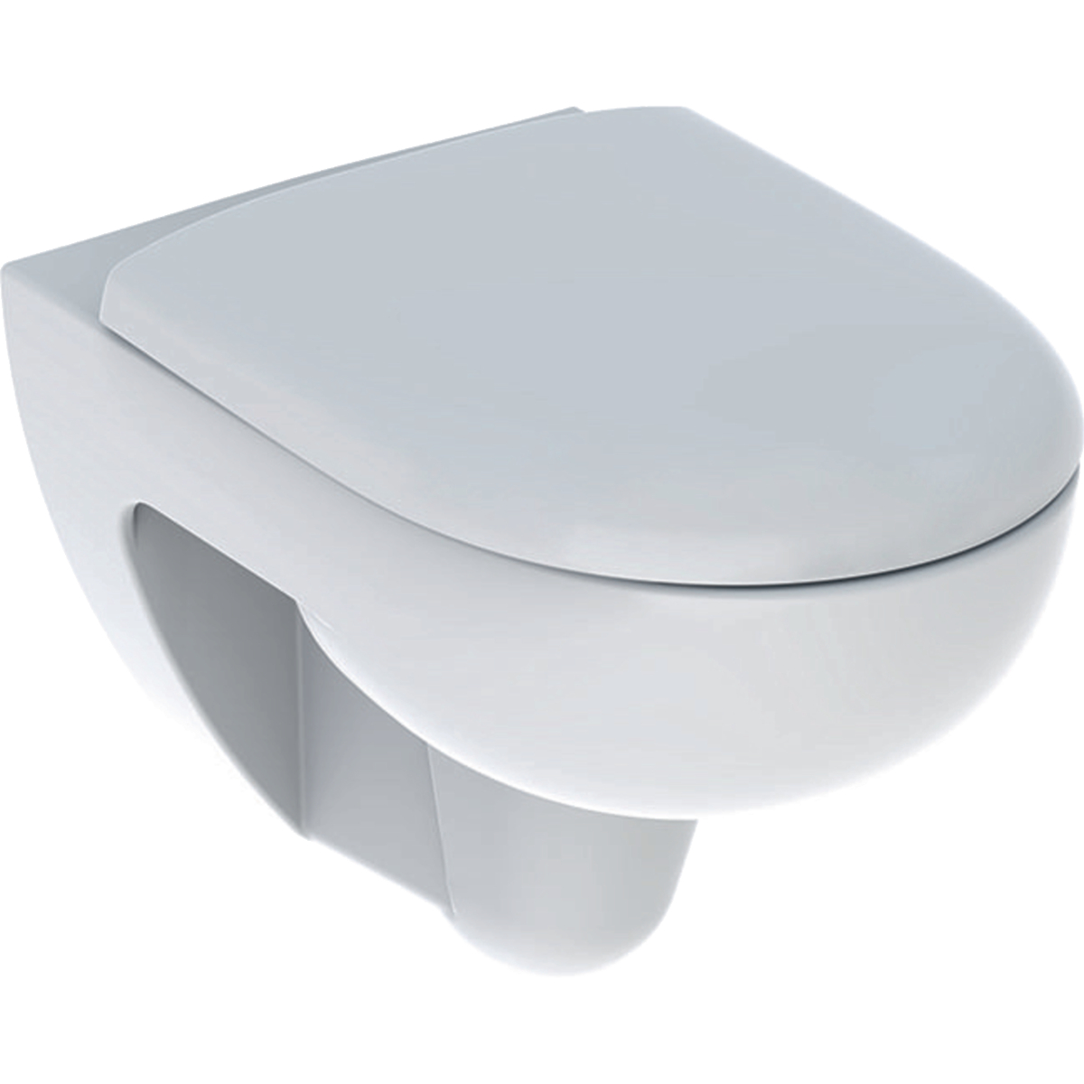 Geberit Renova Set Wand-WC Tiefspüler, Rimfree, mit WC-Sitz: T=54cm, Absenkautomatik=ja, QuickRelease-Funktion=Ja, mit verriegelbaren QuickRelease-Scharnieren, Befestigung=von oben, weiß