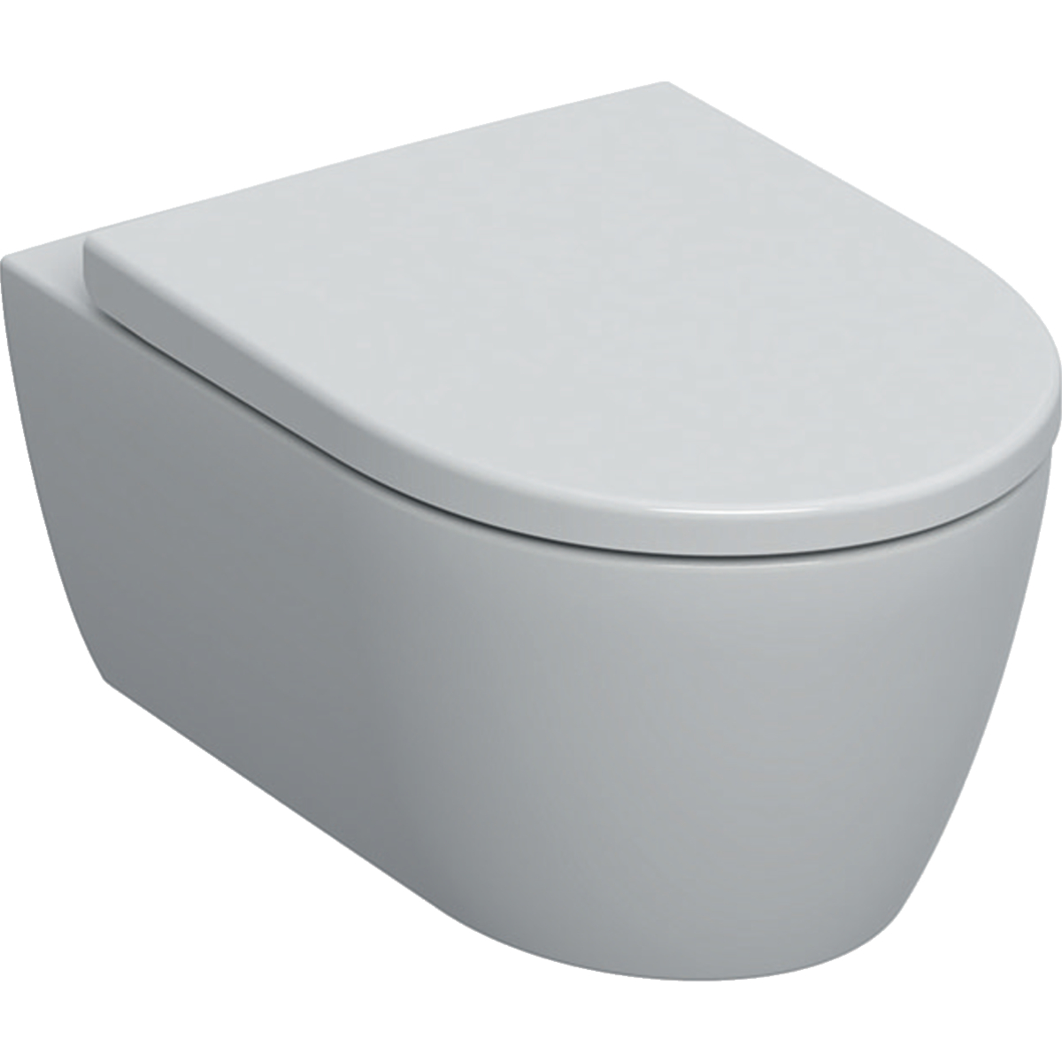 Geberit iCon Set Wand-WC Tiefspüler, geschlossenes Keramikdesign, Rimfree, mit WC-Sitz: T=53cm, Absenkautomatik=ja, QuickRelease-Funktion=Ja, mit verriegelbaren QuickRelease-Scharnieren, Befestigung=von oben, weiß