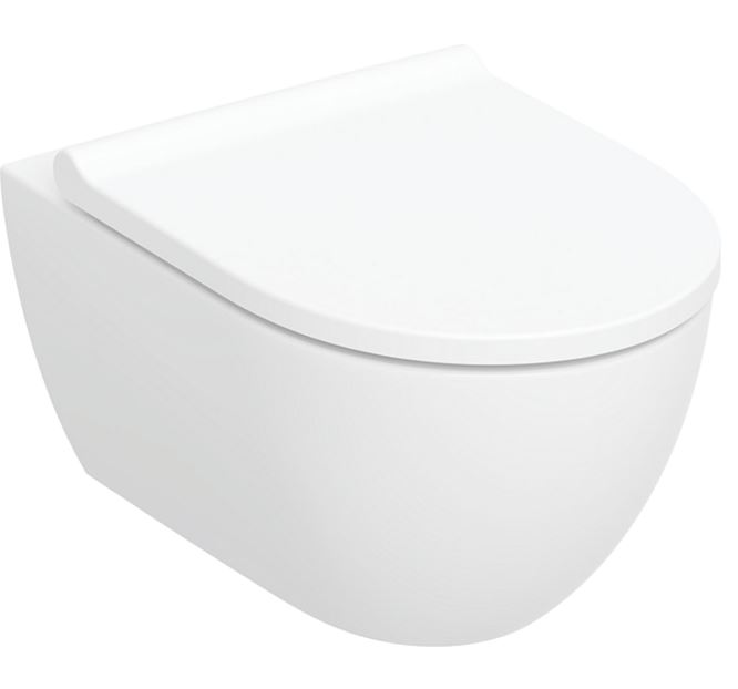 Geberit Acanto Set Wand-WC Tiefspüler, geschlossenes Keramikdesign, TurboFlush, mit WC-Sitz: T=53cm, Absenkautomatik=ja, QuickRelease-Funktion=Ja, mit verriegelbaren QuickRelease-Scharnieren, Befestigung=von oben, weiß