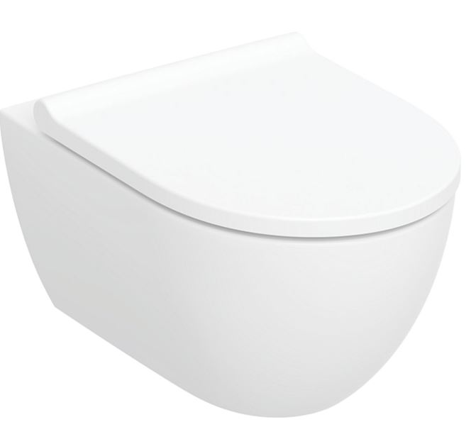 Geberit Acanto Set Wand-WC Tiefspüler, geschlossenes Keramikdesign, TurboFlush, mit WC-Sitz: T=53cm, Absenkautomatik=ja, QuickRelease-Funktion=Ja, mit verriegelbaren QuickRelease-Scharnieren, Befestigung=von oben, weiß / KeraTect