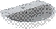 Geberit Bastia Waschtisch: 60x45.5cm, Hahnloch=mittig, Überlauf=sichtbar, symmetrisch, weiß