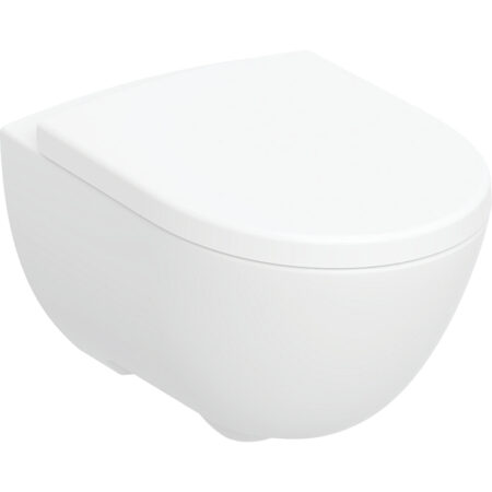 Geberit Modo Set Wand-WC Tiefspüler, geschlossenes Keramikdesign, Rimfree, mit WC-Sitz