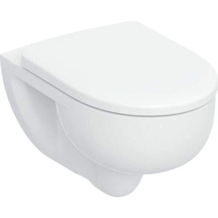 Geberit Renova Set Wand-WC Tiefspüler, TurboFlush, mit WC-Sitz: T=54cm, Absenkautomatik=ja, QuickRelease-Funktion=Ja, mit verriegelbaren QuickRelease-Scharnieren, Befestigung=von oben, weiß