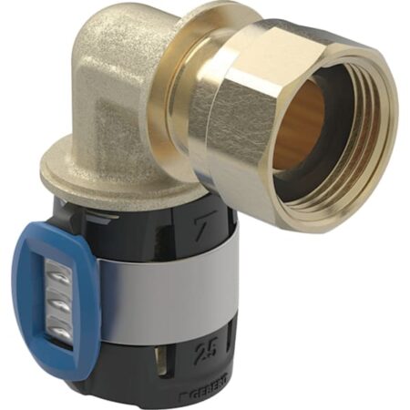GE FlowFit Uebergangsbogen SiBr mit Ueberwurfmutter, 90 Gr. d20mm x G3/4