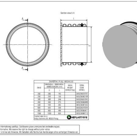 ALVA G+Pipe Stopfen  DN/ID 400 Spitzende mit Dichtung