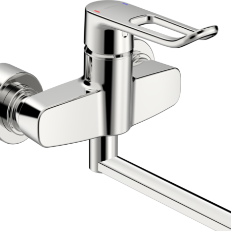 HA Einhebelmischer Waschtischbatterie HANSACLINICA 0153 Bügelhebel Bedienungshebel lang Ausladung 277 mm DN15 Chrom
