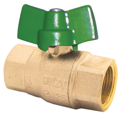 Herz Kugelhahn gruener Knebelgriff PN25 DN15 Ms 1/2"IG Trinkwasser Fig.2100(11)