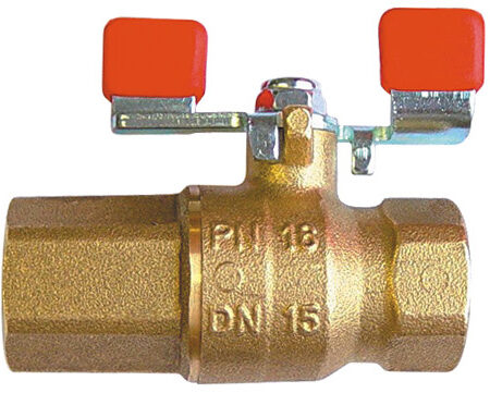 Herz Kugelhahn m.Knebelgriff rot u. RV PN16 DN20 Messing 3/4"IG Fig. 1 2110(02)