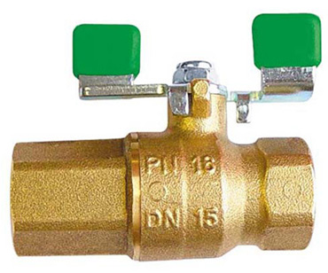Herz Kugelhahn Hebelgriff grün DN20 3/4" Messing m. Rückflussverhinderer