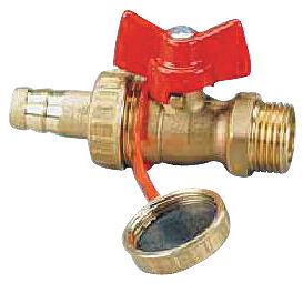 Herz KFE-Hahn m.Schlauchtuelle u.Ueber wurfmutter PN12 3/4" Fig.2512(02)