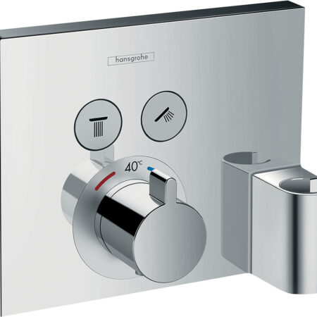 hansgrohe ShowerSelect Thermostat Unterputz für 2 Verbraucher mit Schlauchanschluss und Brausehalter, Chrom