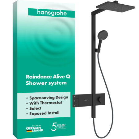 hansgrohe Raindance Alive Q Showerpipe 210/340 2jet mit ShowerSelect Comfort, Mattschwarz