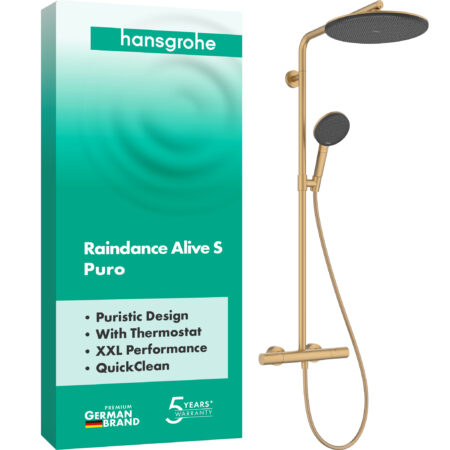 hansgrohe Raindance Alive S Puro Showerpipe 300 1jet mit Ecostat Element, Brushed Bronze