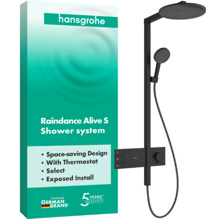 hansgrohe Raindance Alive S Showerpipe 300 2jet mit ShowerSelect Comfort, Mattschwarz