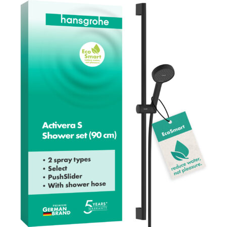 hansgrohe Activera Select S Brauseset 95 2jet EcoSmart mit Brausestange 90 cm, Mattschwarz