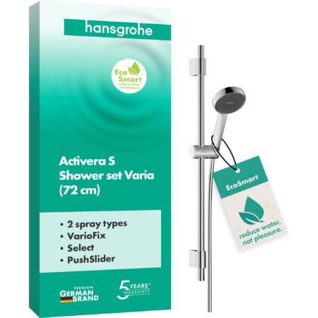 hansgrohe Activera Select S Brauseset 95 2jet EcoSmart mit Brausestange Varia 72 cm, Chrom