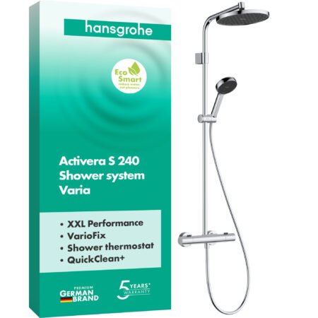hansgrohe Activera S Showerpipe 240 1jet EcoSmart mit Ecostat Fine Varia, Chrom